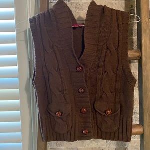 Brown sleeveless winter vest